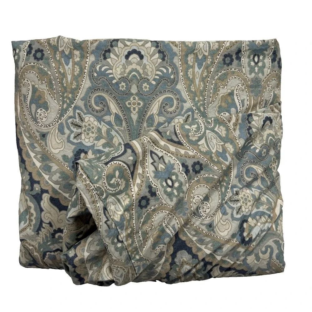Pottery Barn Duvet Mackenna Paisley Queen Size Blue Green Preppy Cotton